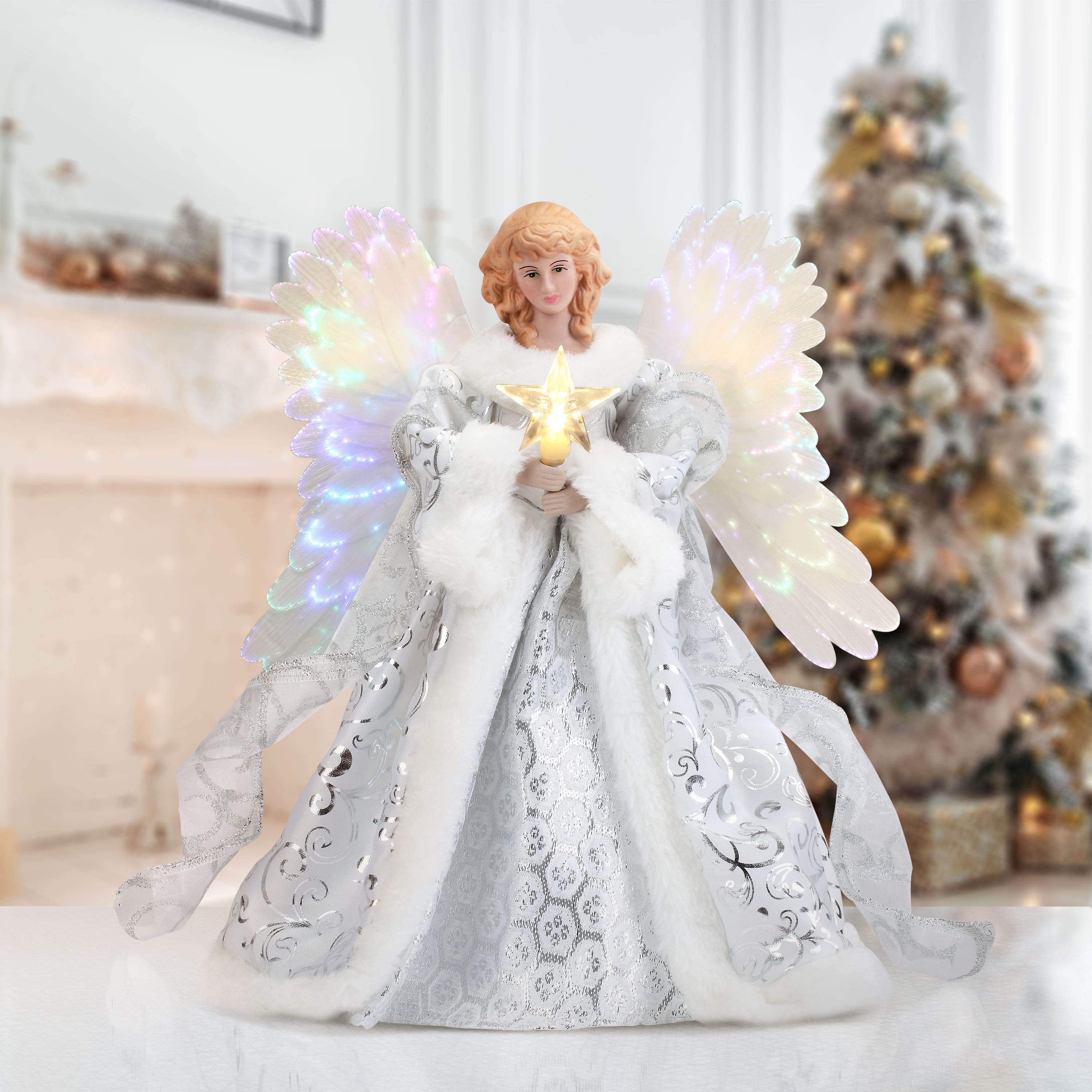12" Fiber Optic Animated Tree Topper White Angel Bed Bath & Beyond